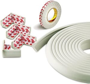 Baby Proof Corners and Edges with Furniture Corner & Edge Safety Bumpers, Impact-Absorbent 18ft Bumper & 8 Foam Corner Protectors, Cushy, Thick, Odorless Table Edge Protectors for Baby, Child | White - Image 2