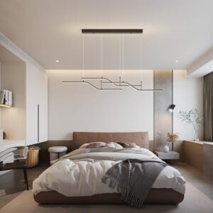 Siittoo Modern Black Pendant Light, 45W Dimmable LED Chandelier Lighting Fixture with Remote, 3-Light Wave Linear Hanging Pendant Light Fixture for Dining Room Kitchen Island Restaurant (52'') - Image 9