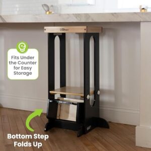 Little Partners Foldable Toddler Tower - Explore 'N Store Montessori Kitchen Tower for Cooking, 22.28" L x 19.56" W x 33.50" H, Ages 2 to 6 (Charcoal) - Image 4