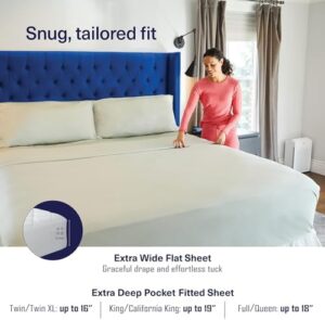 Kickoff Viscose Bamboo Sheets Queen Size 4-pc 100% Organic Bamboo Viscose Bed Cooling Sheets Queen Size Set Cool Bedding for hot Sleepers Sheet, Flat, Fitted, Pillowcases (Coastal Blue, Q) - Image 4