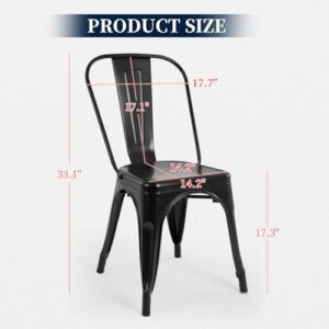 FDW Metal Dining Chairs Set Of 4 Indoor Outdoor Chairs Patio Chairs Kitchen Metal Chairs 18 Inch Seat Height Restaurant Chair Metal Stackable Chair Tolix Side Bar Chairs 330LBS Weight Capacity - Image 3