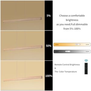 31.5" 18W 1-Light Wooden Led Linear Pendant Light Dimmable Led Ceiling Hanging Light Fixtures Modern Chandeliers for Dining Room Kitchen Island Lights Natural - Image 9