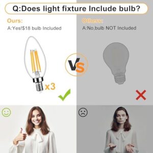 DLLT Vintage Pendant Hanging Light Fixtures, Flush Mount Ceiling Chandelier Lamp with Metal Spherical Shade for Kitchen, Dining Room, Living Room, Hallway, Entryway 3-Light, E12 Base-Matte Black - Image 4