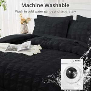 JOLLYVOGUE King Comforter Set Seersucker 7 Pieces, Black Comforter, Soft Bed in a Bag King Size, All Season Bedding Set with Comforter, Flat Sheet, Fitted Sheet, Pillowcases, Pillow Shams - Image 8