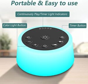 Color Noise Sound Machines with 10 Colors Night Light 25 Soothing Sounds and Sleep White Noise Machine 32 Volume Levels 5 Timers Adjustable Brightness Memory Function for Adults Kids Baby - Image 5