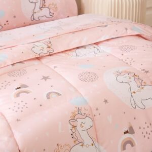 JSD Pink Unicorn Toddler Bedding Set, 4 Piece Bed-in-a-Bag Toddler Microfiber Comforter Sheet Set, All Season Machine Washable - Image 5
