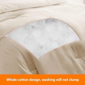 JOKOLO Queen Size Comforter Set - 3 Pieces, 1 Reversible Lightweight Comforter and 2 Pillowcases,Soft Quilt Blanket Warm Fluffy Cooling Bedding for All Season,Beige - Image 3