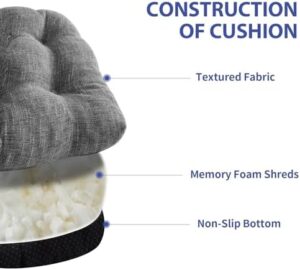 Chair Cushions for Dining Chairs Set of 4, Indoor Kitchen Chair Cushions with Ties and Non Slip Backing, Tufted Memory Foam Seat Cushions, Chair Pads 4 Pack, 15.5" x 15.5" x 4", Dark Grey - Image 3