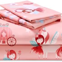 Joiedomi Kids Full Sheet Set Princess & Unicorn - 4 Piece Soft Microfiber Bed Sheets - Deep Pocket Wrinkle Free, Cozy Toddler Bedding Set, Fade Resistant Breathable for Boys Girls Teens