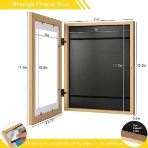 3Pack Kids Art Frames Natural Woodgrain, 10x12.5 Child Artwork Frame Without Mat Changeable Front Opening, 8.5x11 Frame With Mat, Children Storage Frame Holds Crafts, Drawing, Art Project, Schoolwork - Image 4