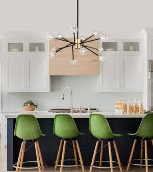 AMZASA Crystal Chandeliers, Modern Black and Gold Sputnik Pendant Lighting, 12 Lights Mid Century Ceiling Light Fixtures for Dining Room Kitchen Island Living Room Bedroom Bar,UL - Image 8