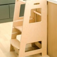 Child Standing Tower Kids Kitchen Step Stool Toddler Wood Stepping Stool - Children's Montessori Stool - Adjustable Platform, Natural Wood