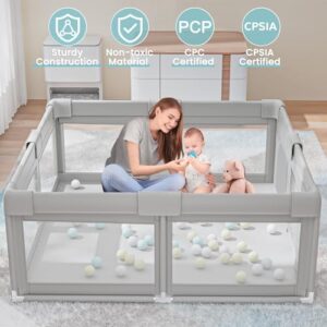 Baby Playpen 50x50 Inch, Play Pens for Babies and Toddlers Baby Fence Baby Play Yards for Indoor & Outdoor with Breathable Mesh Anti-Fall Playpen - Image 7