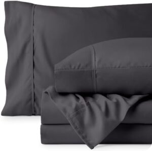 Bare Home Luxury 1800 Ultra-Soft Microfiber Queen Bed Sheets - Double Brushed, Deep Pockets, Easy Fit - 4 Piece Set - Bedding Sheets & Pillowcases (Forged Iron Grey) - Image 9