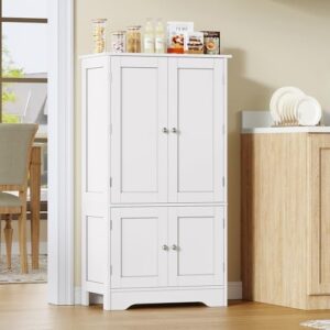 Storage Cabinet with 4 Doors, Pantry Cabinet with 6 Door Shelves, Kitchen Pantry Cabinet, Bathroom Cabinet for Living Room, Kitchen, Dining Room, White - Image 5
