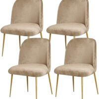 Gollense Velvet Curved Back Chair Covers for Dining Room Set of 4, Mid Century Modern Chair Slipcovers, Semi Circle Back Furniture Seat Protector for Kitchen Living Room (Camel)