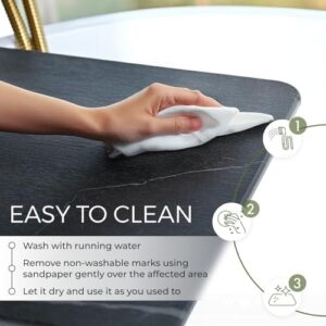 Stone Bath Mat, 23.7 x 15.4 inches, Quick Dry & Non-Slip Diatomaceous Earth Bath Mat for Bathroom and Kitchen (Black Marble) - Image 6