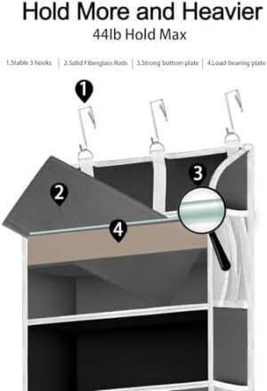 1 Pack Over The Door Organizer, Bathroom Organizers and Storage with 5 Pockets 10 Mesh Pockets, 50 lbs Weight Capacity Stuffed Animal Storage for Nursery Newborn Baby Essential - Image 3