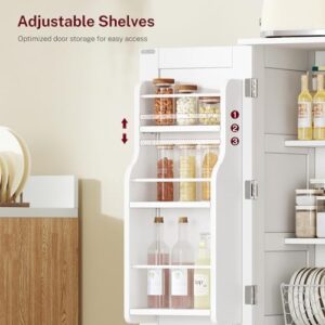 Storage Cabinet with 4 Doors, Pantry Cabinet with 6 Door Shelves, Kitchen Pantry Cabinet, Bathroom Cabinet for Living Room, Kitchen, Dining Room, White - Image 8