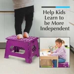 Handy Laundry Folding Lightweight Step Stool is Sturdy Enough to Support Adults and Safe Enough for Kids. Opens Easy with One Flip. Great for Kitchen, Bathroom or Bedroom. (Purple) - Image 6