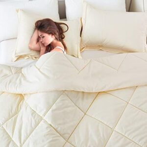 PY HOME & SPORTS King Size Comforter Set 3 Pieces, Down Alternative Lightweight Bedding Comforter with 2 Pillow Shams for All Seasons (Beige, 90 x 104 Inch) - Image 4