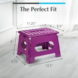 Handy Laundry Folding Lightweight Step Stool is Sturdy Enough to Support Adults and Safe Enough for Kids. Opens Easy with One Flip. Great for Kitchen, Bathroom or Bedroom. (Purple) - Image 5