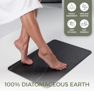 Stone Bath Mat, 23.7 x 15.4 inches, Quick Dry & Non-Slip Diatomaceous Earth Bath Mat for Bathroom and Kitchen (Black Marble) - Image 4