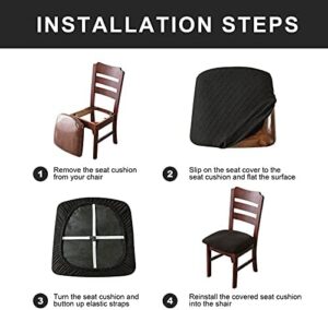 Genina Waterproof Seat Covers for Dining Room Chairs Covers Dining Chair Cover Kitchen Chair Covers (Gray, 4 Pcs) - Image 6