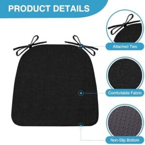 Chair Cushions for Dining Chairs Set of 4, Kitchen Chair Pads, Indoor Dining Chair Cushions with Ties, Seat Cushions for Kitchen Chairs, Non Slip Chair Pads, 17" x 16" x 2", Black - Image 2