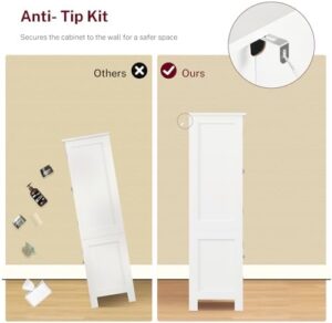 Storage Cabinet with 4 Doors, Pantry Cabinet with 6 Door Shelves, Kitchen Pantry Cabinet, Bathroom Cabinet for Living Room, Kitchen, Dining Room, White - Image 9