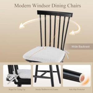 COLAMY Windsor Dining Chairs Set of 6, Kitchen Dining Chairs with Spindle Back, Wood Farmhouse Dining Chairs for Dining Room, Restaurant, Black - Image 5