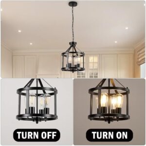 Black Farmhouse Chandelier, 4-Light Pendant Lights over Kitchen Island, Industrial Chandelier Ceiling Hanging Light Fixtures for Entryway Dining room Foyer Hallway Living Room, Adjustable Height - Image 5