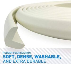 Baby Proof Corners and Edges with Furniture Corner & Edge Safety Bumpers, Impact-Absorbent 18ft Bumper & 8 Foam Corner Protectors, Cushy, Thick, Odorless Table Edge Protectors for Baby, Child | White - Image 4