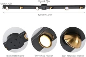 Garwarm Modern Dimmable LED Ceiling Light Track Lighting, 6 Lights Long Flush Mount Ceiling Light Fixture with Remote LED Chandelier for Bedroom Dining Room Kitchen 33W Black - Image 3