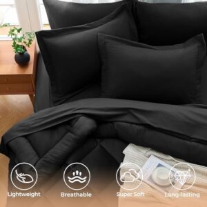 JOLLYVOGUE 11 Pieces Queen Comforter Set, Reversible Bed in a Bag Queen Size, All Season Bedding Set with Soft Black Comforter, Flat Sheets, Fitted Sheets, Pillowcases & Shams - Image 2