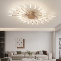 ziidoo Modern Ceiling Light, 28 Lights Metal Firework Designed Chic Led Lighting Fixture for Farmhouse Kitchen Dining Room Bedroom Hallway Living Room (Gold and Dark Gold)