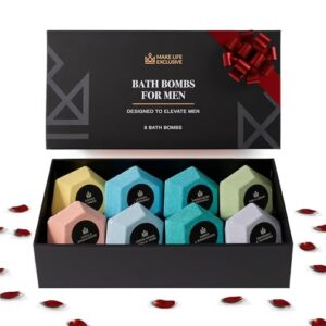 Bath Bombs for Men, Diamond Shape, Gifts for Men, 8 Large 5oz Bombs, 100% Natural Products & Essential Oils, Soak in, Bubble Bath - Image 6