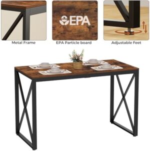 47.2" L Dining Table, Kitchen Room Table for 4,Breakfast Table, Wooden Desktop and Metal Frame, for Small Space, Dining Room, Rustic Brown and Black - Image 4