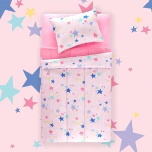 SLEEP ZONE Jersey Knit Pink Comforter Set Twin Size, Breathable & Soft Kids Bedding Set 2-Piece with Comforter, Pillowcase (Colorful Stars, Twin) - Image 7