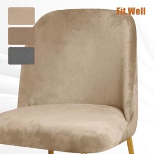 Gollense Velvet Curved Back Chair Covers for Dining Room Set of 4, Mid Century Modern Chair Slipcovers, Semi Circle Back Furniture Seat Protector for Kitchen Living Room (Camel) - Image 5