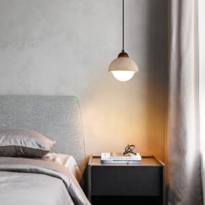 Nordic Natural Stone Shade Pendant Light Wabi-Sabi Yellow Cave Stone Chandelier for Kitchen Island,Wood Mini Pendant Lamp for Dining,Bedside,Entryway,Cafe,Restaurant(1-Pack) - Image 3