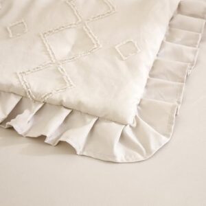 3-Piece Tufted Ruffle Crib Bedding Set for Girls - Ultra Soft Baby Bedding Set Includes Boho Crib Comforter, Sheet & Skirt (Beige) - Image 7