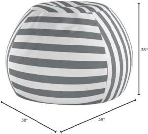 WEKAPO Stuffed Animal Storage Bean Bag Chair Cover for Kids | Stuffable Zipper Beanbag for Organizing Children Plush Toys Large Premium Cotton Canvas (Gray, X-Large) - Image 2