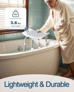 Shower Chair for Inside Shower, FSA/HSA Eligible 400 lbs Adjustable Shower Stool with Suction Feet, Shower Seat for Inside Tub Bathroom Bench Bath Chair for Elderly and Disabled - Light Gray - Image 5