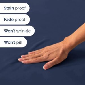 RV Short Queen Sheets 60 X 75-4 Piece RV Short Queen Bed Sheet Set - Designed for Bunks, Trailers, Campers - Fits Between 8” to 10" Mattress - Soft, Breathable & Cooling - Luxury Bedding - Navy Blue - Image 7