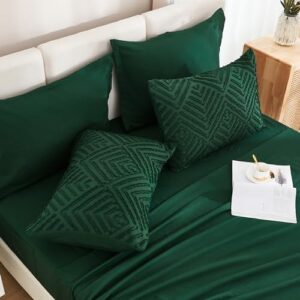 Andency King Size Comforter Set 7 Pieces Dark Emerald Green - Bed in a Bag King Boho Lightweight Fluffy Tufted Beddding Sets with Comforter, Sheets, Pillowcases & Shams - Image 5