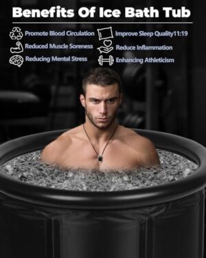 XL Ice Bath Tub for Athletes & Adults - 105 Gallons Ice Tub, Cold Plunge Tub with Cover for Indoor Outdoor, Ice Plunge Tub for Recovery & Cold Water Therapy - Black - Image 2