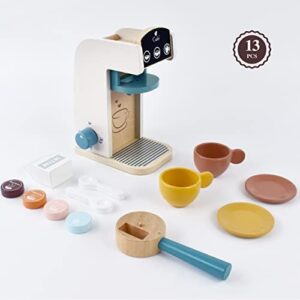 PairPear Kids Wooden Toys Coffee Maker Toy Espresso Machine Playset - Toddler Play Kitchen Accessories Gift for Girls and Boys - Image 2