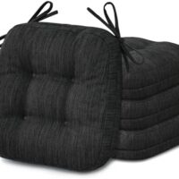 Shinnwa Dining Chair Cushions Set of 4, Dual-Layer Memory Foam Kitchen Chair Cushions, Patented Design Seat Pads with Ties, 16.5 x 16.5 x 3.5in, 4 Pack, Charcoal