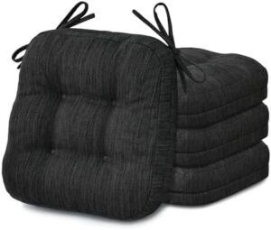 Shinnwa Dining Chair Cushions Set of 4, Dual-Layer Memory Foam Kitchen Chair Cushions, Patented Design Seat Pads with Ties, 16.5 x 16.5 x 3.5in, 4 Pack, Charcoal